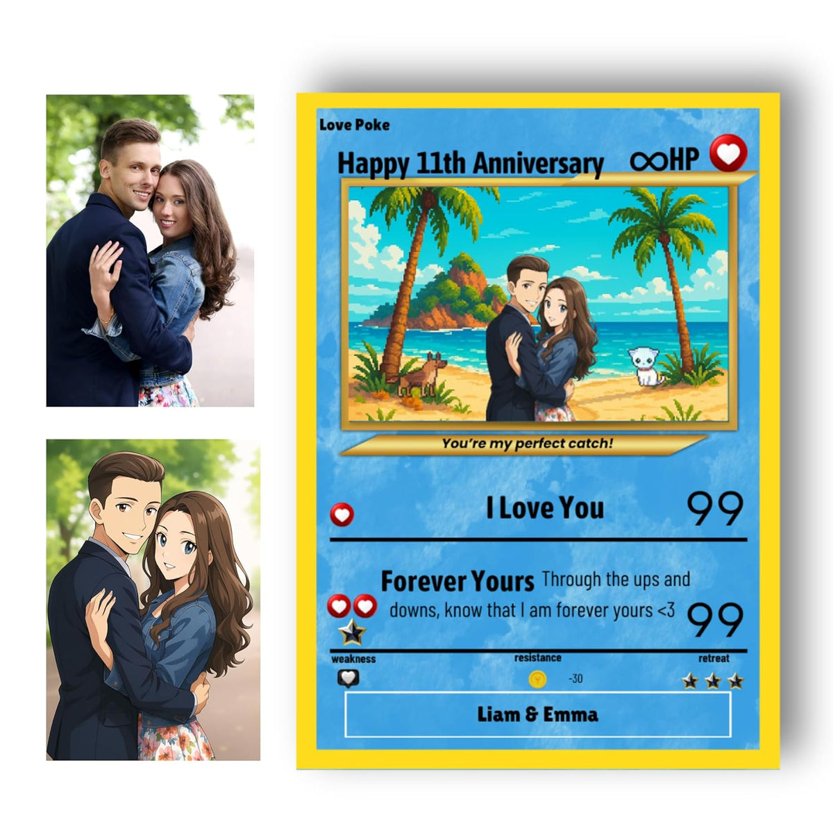 Custom Poke Card with Your Photo Personalized Trainer or Character Card Customizable Background, Name, Stats & Text Great Gift for Kids, Couples, Gamers & Fans - Great Birthday Gift