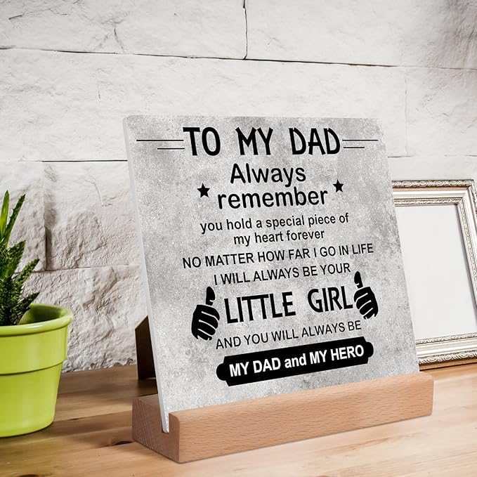 Fathers Day Gift from Daughter, Dad Gifts for Fathers Day Acrylic Plaque, Father's Day Gifts for Dad Desk Decorative Sign for Home Office