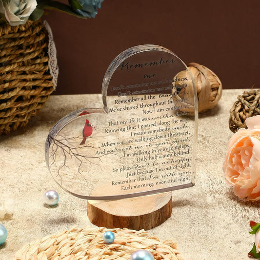 Sympathy Gift Acrylic Heart Shape Memorial Bereavement Gifts for Loss of Loved One Remembrance Condolence Funeral Grief Keepsake for Mom Dad Grandma friend Table Centerpieces
