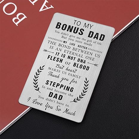 Step Fathers Day Stepdad Gifts - Thank You for Stepping In - Stepfather Birthday Gifts, Bonus Step Dad Wallet Card