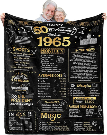 50th Anniversary Wedding Blanket Gifts Gift for 50th Wedding Anniversary Golden 50 Years of Marriage Gifts for Couple Wife Husband Dad Mom Parents Back in 1975 Blanket