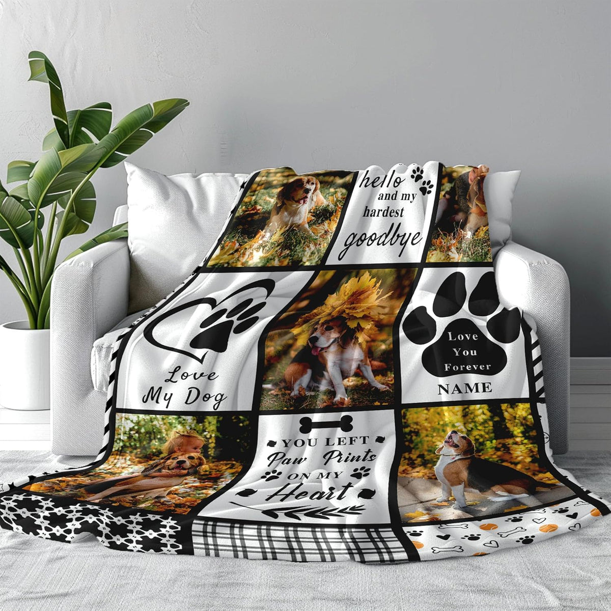 Personalized Pet Memorial Blanket with Photo Pet Memorial Gifts for Dogs Cats Loss of Dog Sympathy Gift Dog Bereavement Remembrance Pets Loss Gifts Custom Dogs Picture Blanket