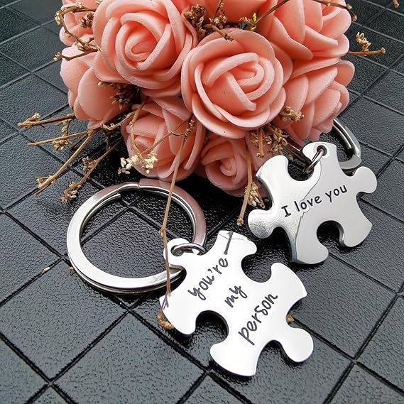 Couple Gifts Keychain My Person Love You Puzzle Piece Heart Keychain His Crazy Her Weirdo Valentines Day Him Boyfriend