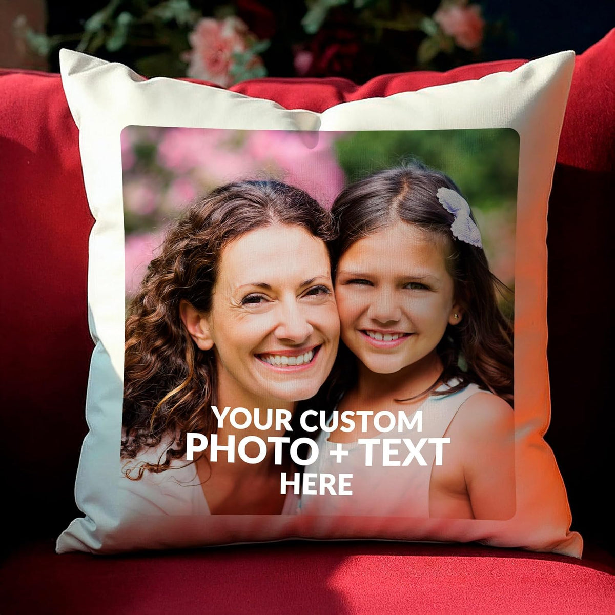 Personalized Photo Pillow  - Custom Cushion Case with Any Picture Print Gift - Customized Pillows with Your Loved Ones/Family Square Pillows