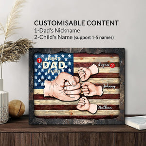 Personalized Fathers Day Cool Gifts for Dad from Son Daughter, Unique Fist Bump Canvas Prints with Name, Custom Birthday Anniversary Christmas Gifts for Papa Daddy Husband