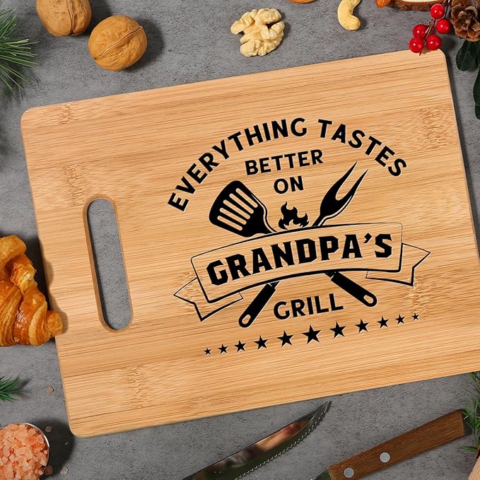 Grandpa Fathers Day Gift, Grandpa Gifts from Grandkids, Bamboo Cutting Board, Cool Fathers Day Christmas Birthday Present for Grandfather Papa