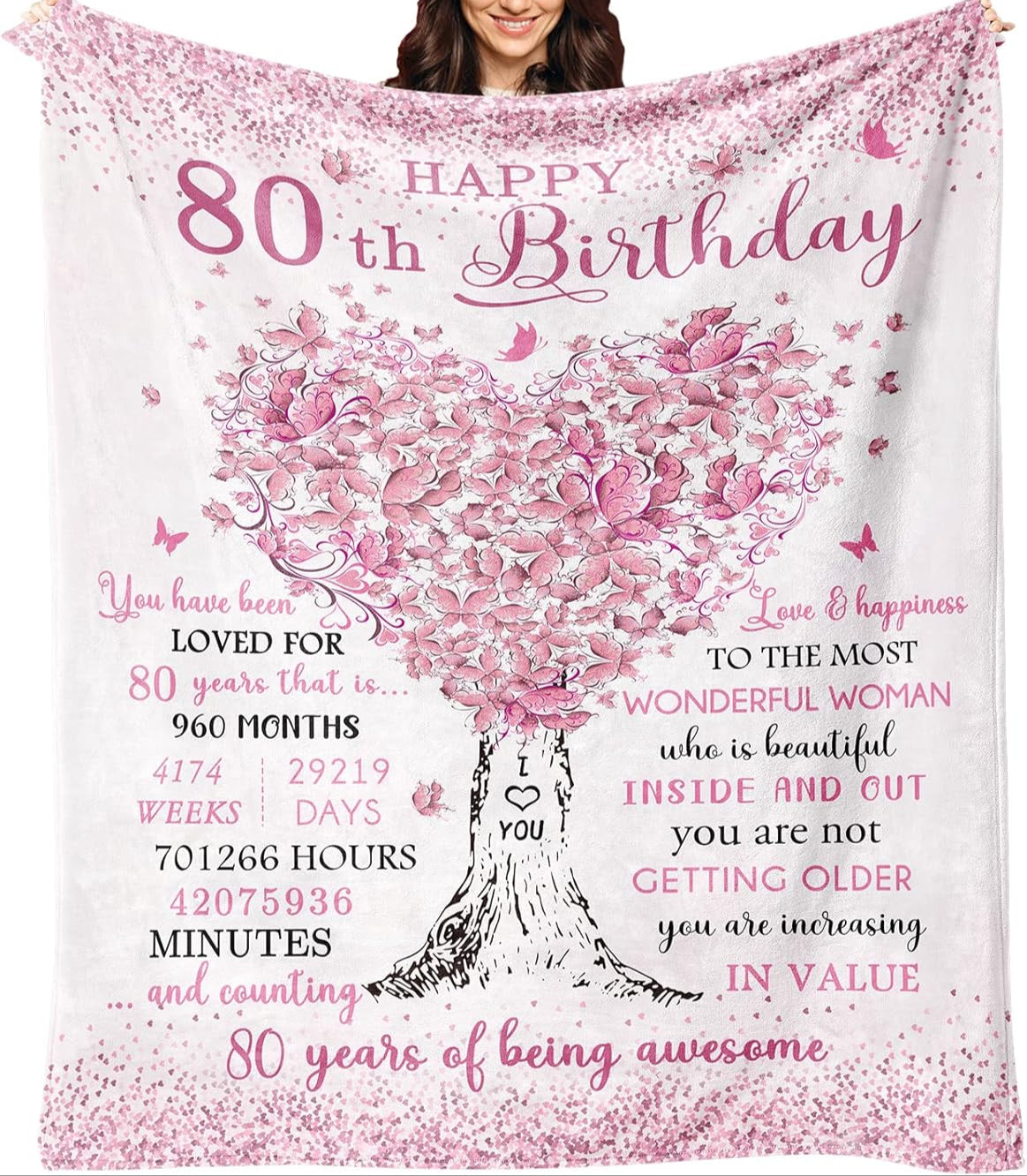 80th Birthday Gifts for Women Blanket 60 X50 , 80 Year Old Birthday Gifts for Women, 80th Birthday Decorations for Women, Best Gifts for 80th birthday/80 Years Old, 80th Birthday Gifts Ideas
