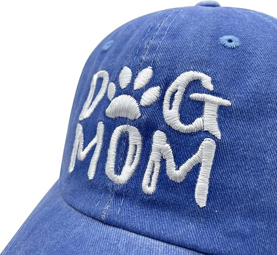 Women's Embroidered Dog Mom Hat Adjustable Denim Baseball Cap