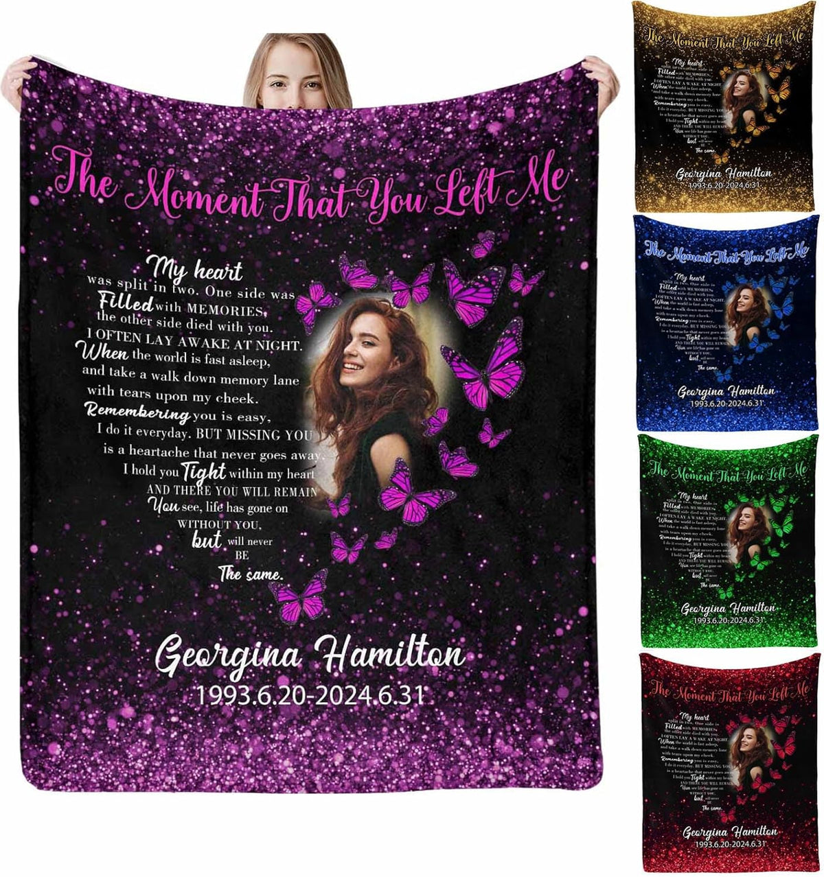 Custom Memorial Photo Blankets | in Memory of Loved One | Sympathy Gifts for Loss of Mother Father Husband Grandma Son | Bereavement Grief Gifts
