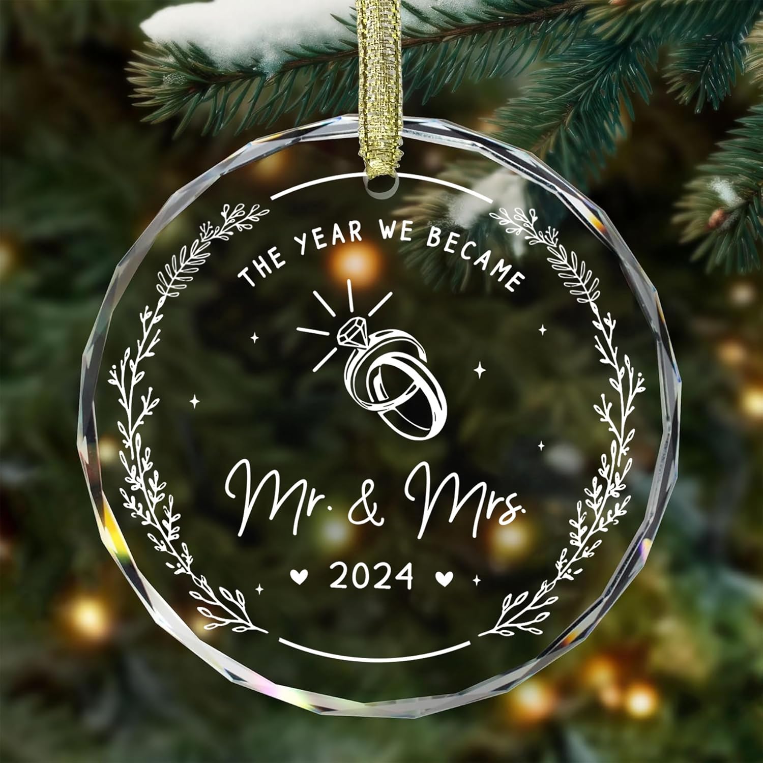 Wedding Gifts - Mr and Mrs Gifts - First Christmas Married Wedding Ornament 2024 - Wedding Just Married Gift for Newlywed Couple, Bride, Groom - Bridal Shower Gifts