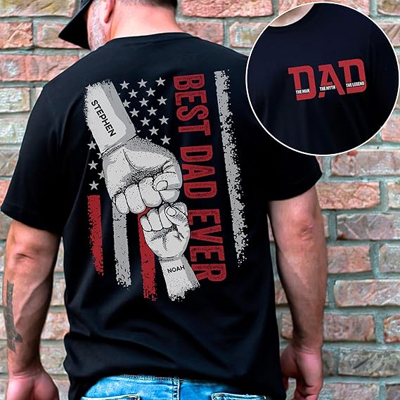 Personalized Shirt for Dad Grandpa Husband Papa - Best Dad Ever - Fathers Day Birthday Gift from Daughter Son Wife