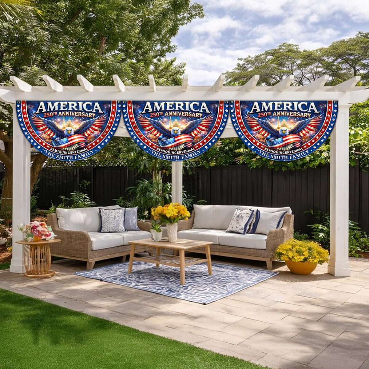 Personalized 250 Years of Freedom Flag, Custom 250 Year American Anniversary Banner with Family Name, 250th American Anniversary Decorations, Patriotic Banner Gifts for Family, Friend