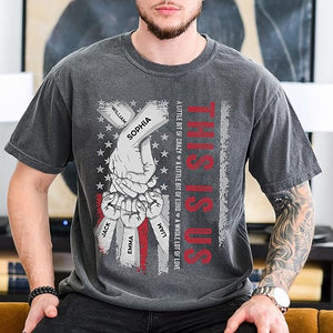 This is Us Personalized Dad Shirts Custom Dad Mom Shirt with Kids Names Family Gift Couple Gift Birthday Fathers Day Shirt for Daddy Mommy