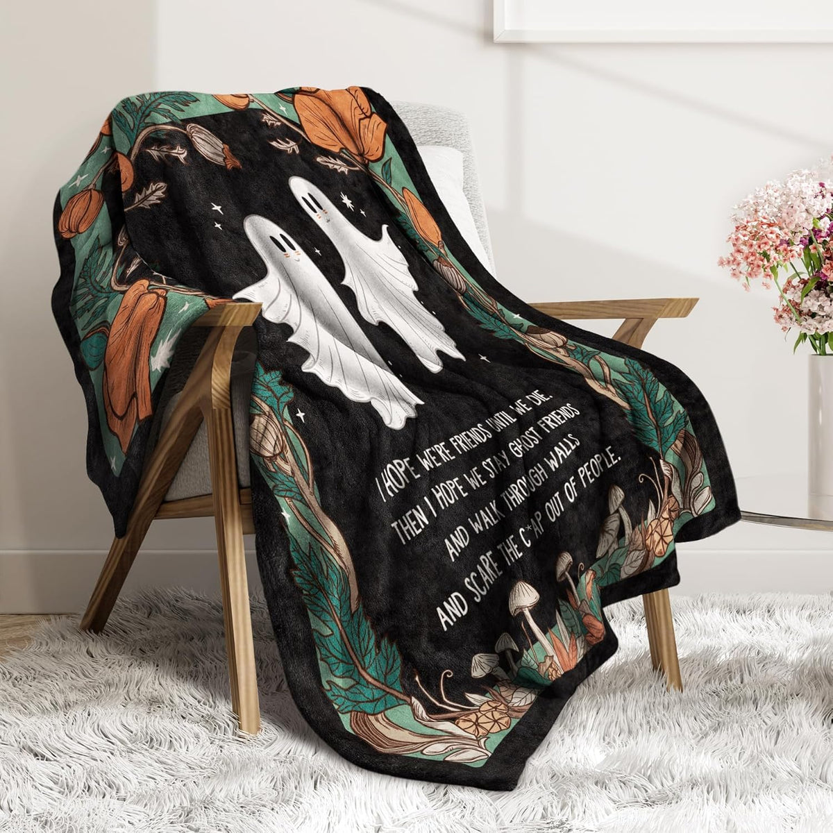 Friend Gift for Women - Funny Best Friend Friendship Birthday Mother's Day Halloween Ghost Blanket