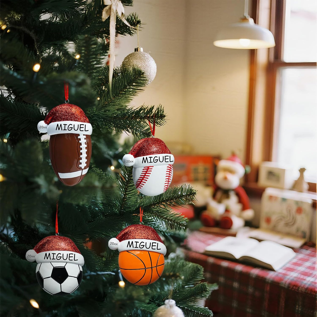 Personalized Soccer Christmas Ornaments 2025 Custom Hand-Painted Resin Sports Ornament with Name & Year,Christmas Decor Gift for Family, Kids & Soccer Fans