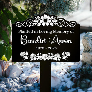 Custom Memorial Tree Sign with Stake, In Loving Memory of Loved Ones Grave Marker, Memorial Plaques for Outdoors, Remembrance Plaque Flower Memorial Garden Stake