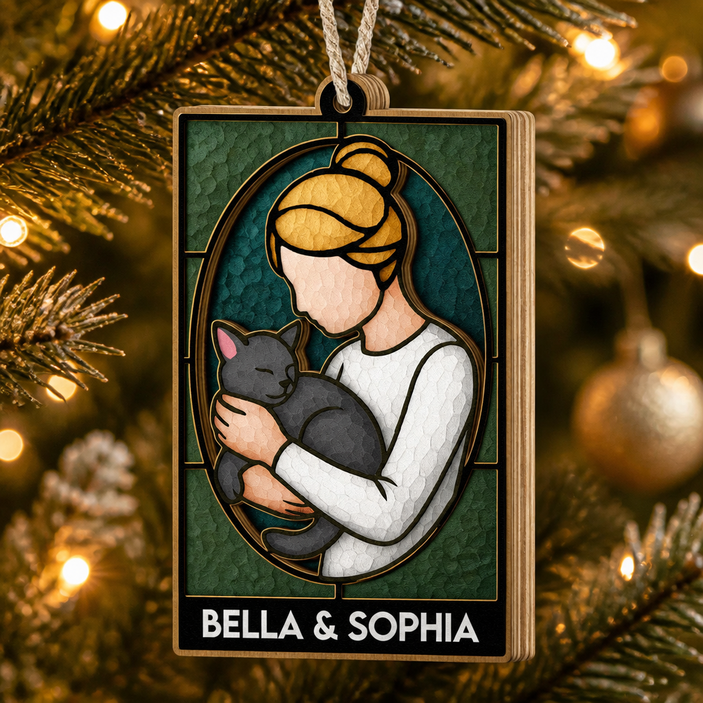 Art Nouveau Stained Glass Cat Mom - Personalized Names Ornament - Personalized 3-Layered Wood Ornament 820ee79a-f94f-460d-8048-49ef017ff9b4.png