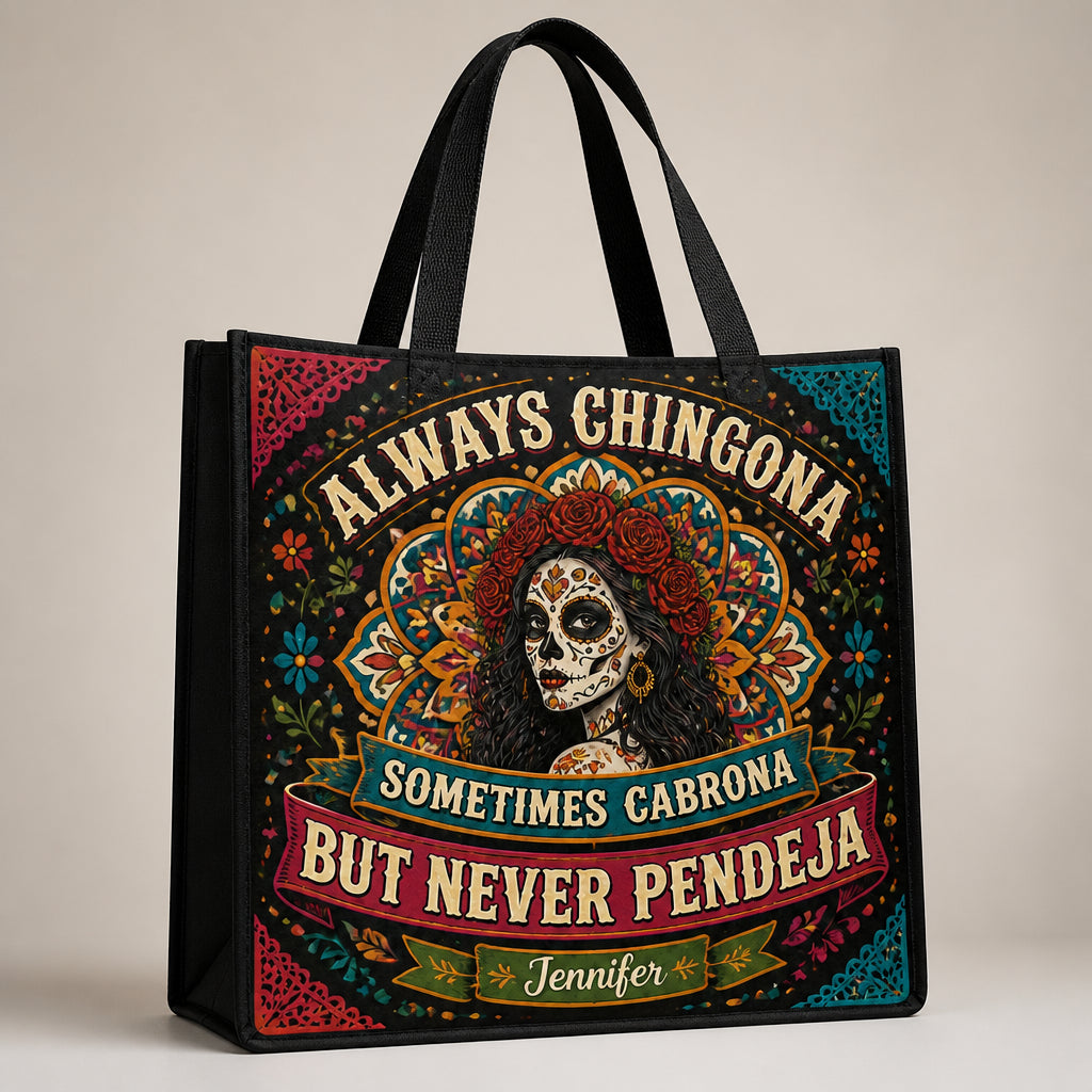 Always Chingona Sugar-Skull Floral Tote – Personalized Name - Personalized AOP Tote 8230177a-6e5c-4646-9d56-dc66f96f07ce.jpg