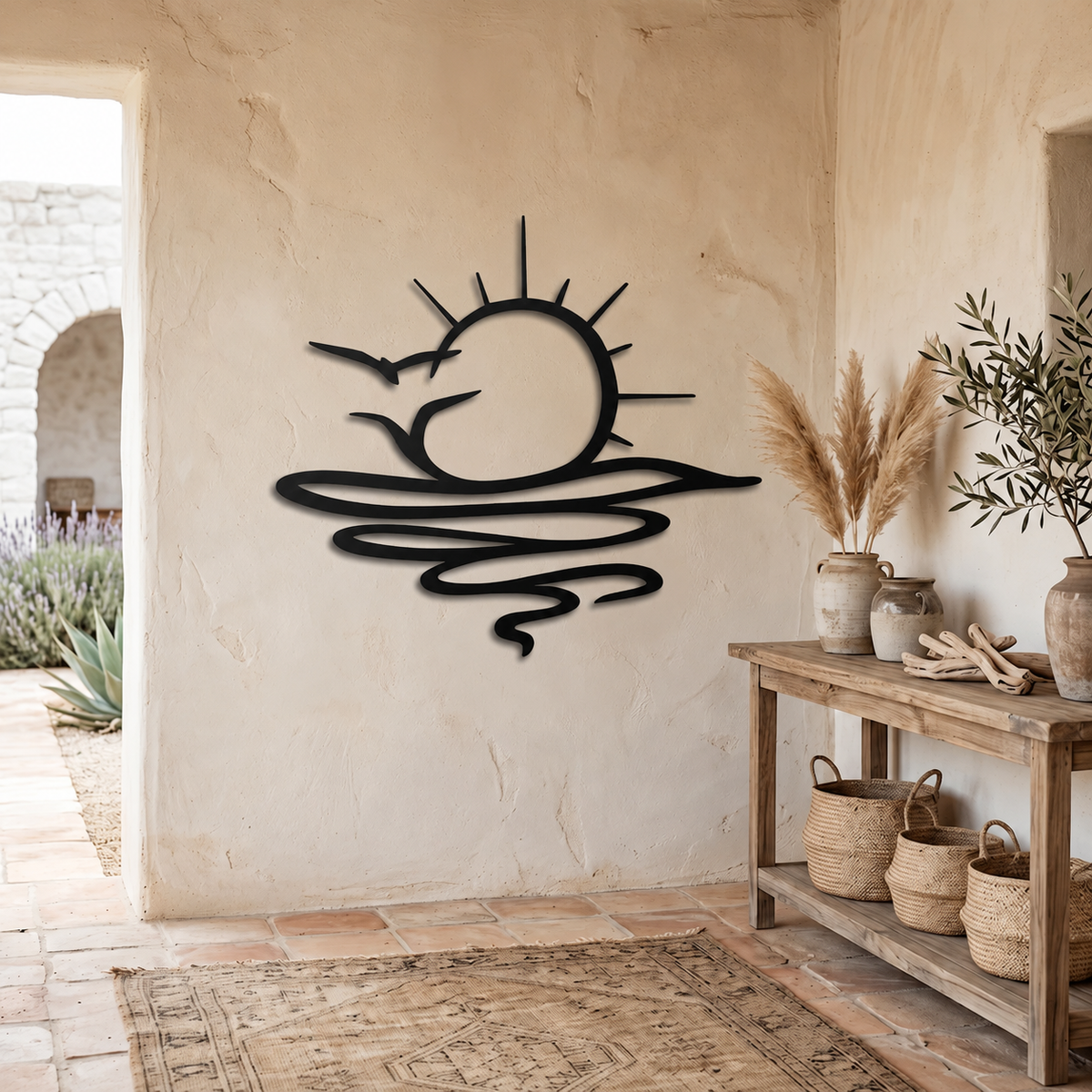 Sunrise and Ocean Metal Wall Art, Beach House Art, Coastal Sunset Patio Decor, Sun and Wave Metal Art, Boho Sunrise Silhouette 82723c88-5087-4147-84b3-a1a11b8a7d77-H-i-u-en-n-i-li-n-s-ng-3.png