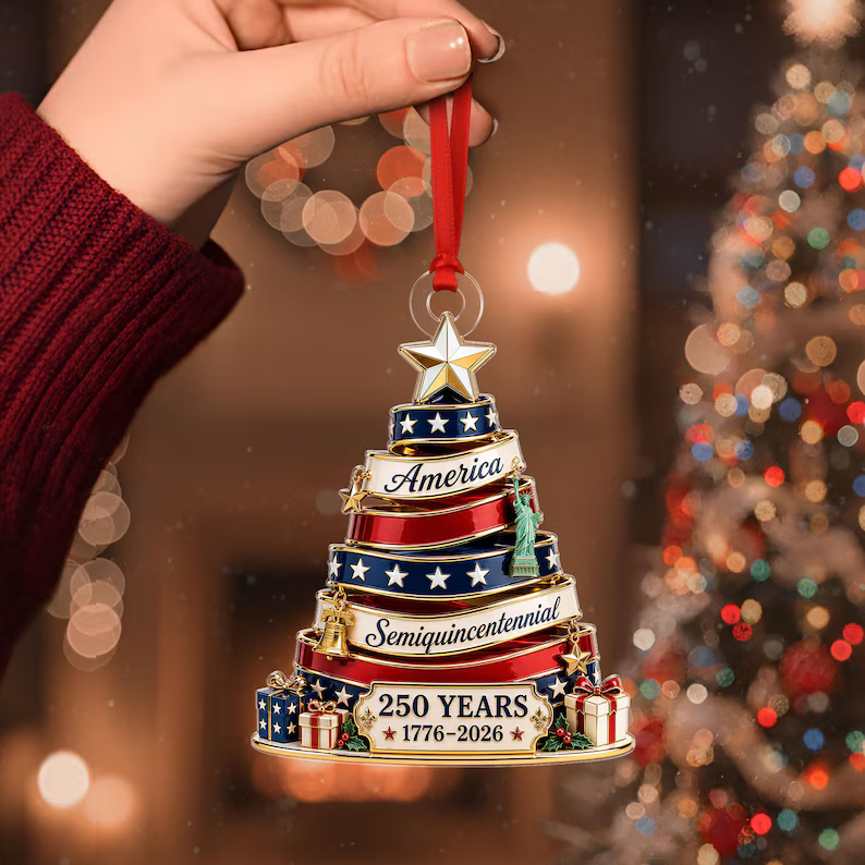 250 Years America 2D Ornament, 250th Anniversary Xmas Decor, Patriotic Christmas Tree Ornament, 1776 - 2026 Keepsake Gift, USA Christmas Bauble 827462d4-e34a-4bc3-8633-c770aa82581a-5.png