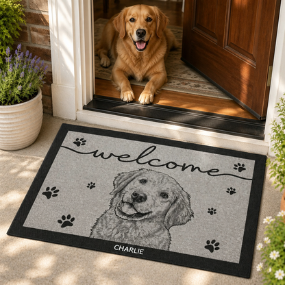 Custom Pet Portrait Welcome Doormat – Name & Line-Art Sketch - Personalized Doormat 827cd61c-cc8e-49a5-beb9-ecb03206eb4b.png