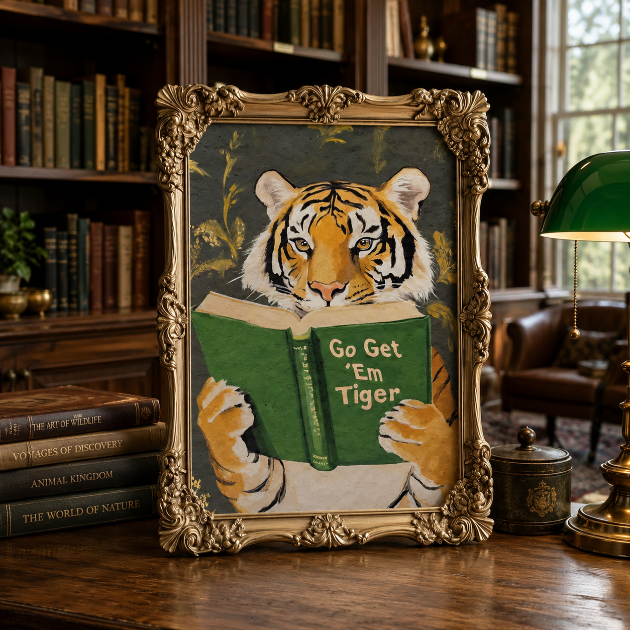 Motivational Tiger Reading Print: Humorous Bookworm Wall Art for Library, Office, or Study Decor 828e5ed1-db43-4ce3-b8c6-d5155b040be7-f4b2eb65-0807-420b-b20a-6b55c5b5a5fc.png