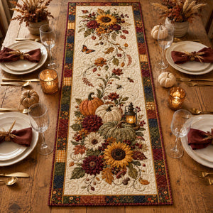 Quilted Sunflower & Pumpkin Table Runner, Fall Decor 828fd05f-0ac3-44ba-bc4c-0a3d85868cb3-2.jpg