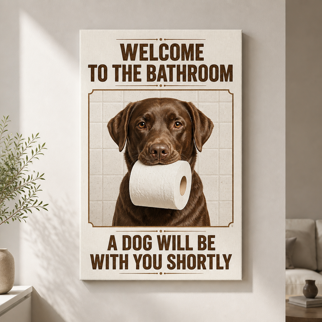 Custom Pet Bathroom Canvas – Welcome To The Bathroom, A Dog Will Be With You Shortly - Personalized Canvas 82925082-4daf-4d22-bd79-1022ddca28d5.png