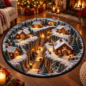 3D Christmas Village Round Rug, Snowy Cabin Winter Rug, Mountain Lodge Optical Illusion Carpet, Rustic Christmas Home Decor 829ebf58-1bf9-43c5-8082-208fd6626ace-b9bd03b7-b288-4df2-9883-ff75c2d8e25e.png