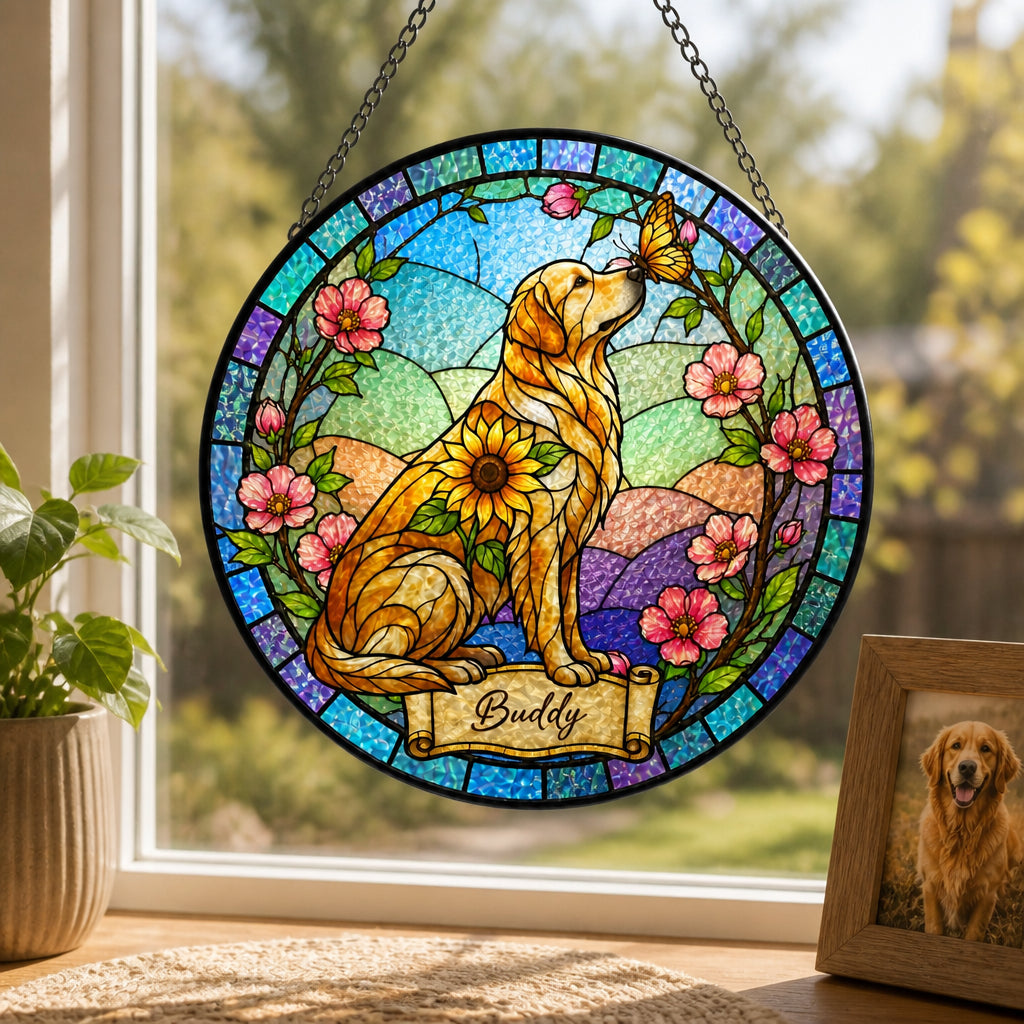 Custom Stained-Glass Pet Suncatcher — Photo-to-Art with Name - Personalized Suncatcher Stained Glass 82ae04a5-f849-4c93-af25-4738bf702562.jpg