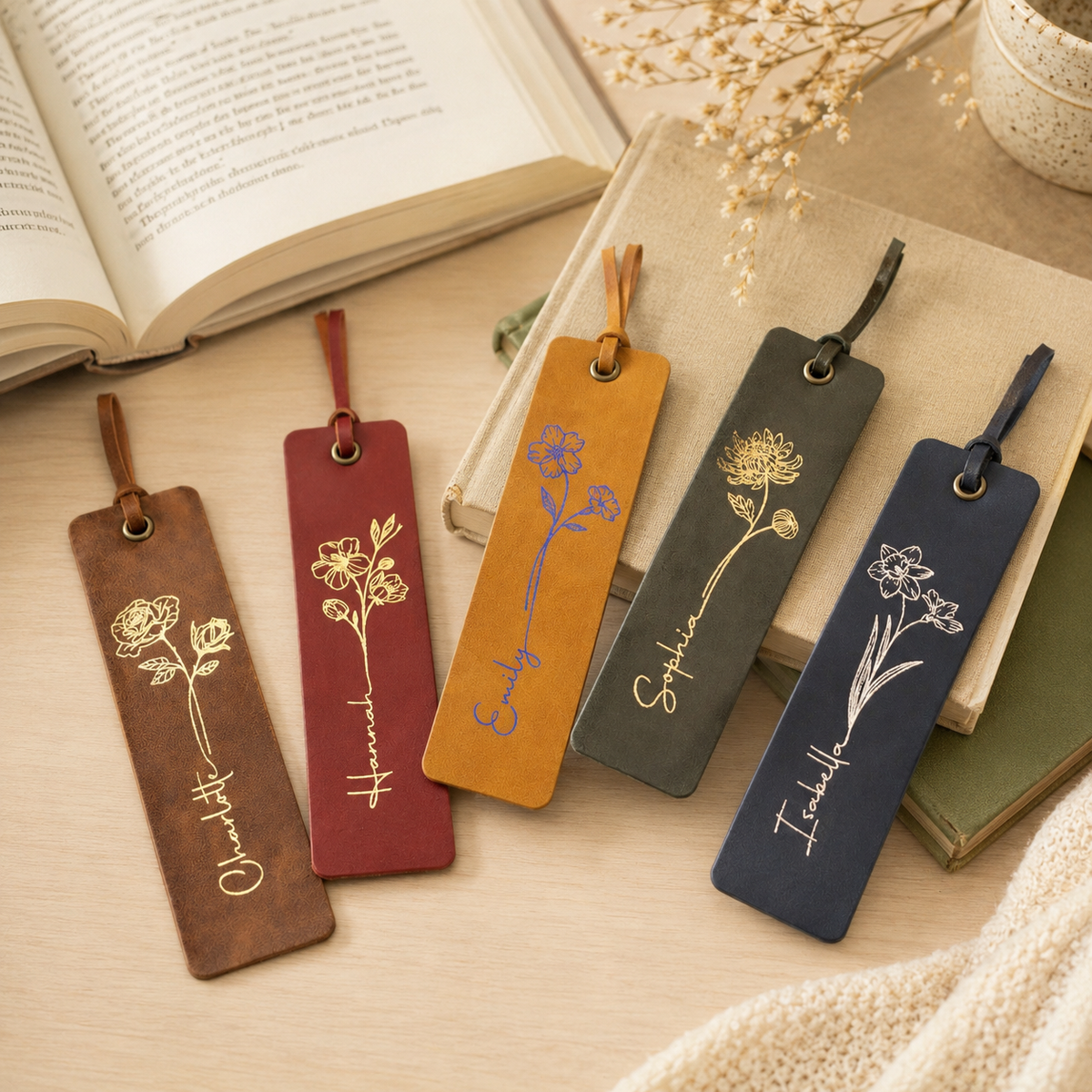 Custom Leather Bookmark with Birth Flower, Personalized Birthday Gift for Book Lovers, Bridesmaid Gift, Wedding Gift 82b3fa8a-863b-4822-ad82-dbef326be673-banner-1.png