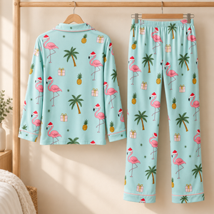 Tropical Flamingo Christmas Satin Pajamas Set, Palm Tree Holiday PJs, Beach Christmas Loungewear, Matching Family Xmas Sleepwear 82b931aa-742f-4735-9ae8-f468cb9aae6f-Pijama-mint-h-a-ti-t-Noel-m-t-sau.png