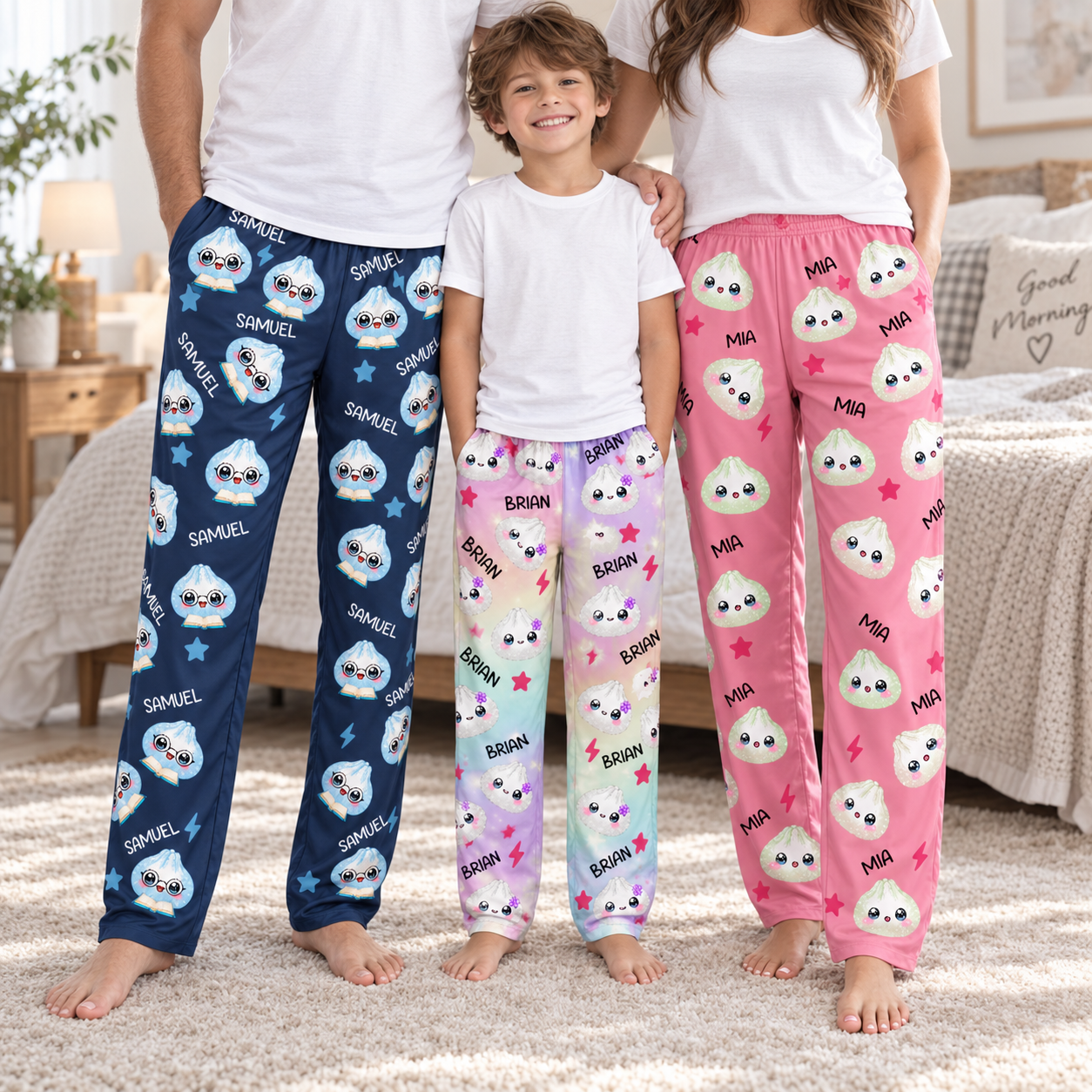 Personalized Kids Pajama Pants with Custom Name, Cute Dumpling Print Sleepwear, Matching Family Lounge Pants, Birthday or Christmas Gift 82baeb59-b71b-4218-8406-615441cd3232-pyjama-1.png