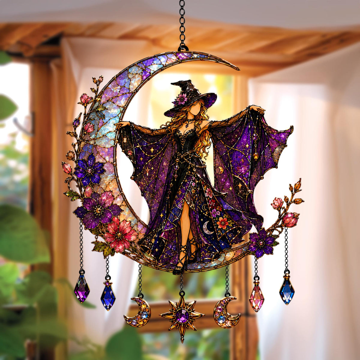 Mystical Witch Moon Stained Acrylic Suncatcher, Floral Celestial Window Hanging, Gothic Halloween Sun Catcher Decor, Witchy Gift for Her 82eaf69e-ff9a-42d7-80f4-c1c9499b9546-6.jpg