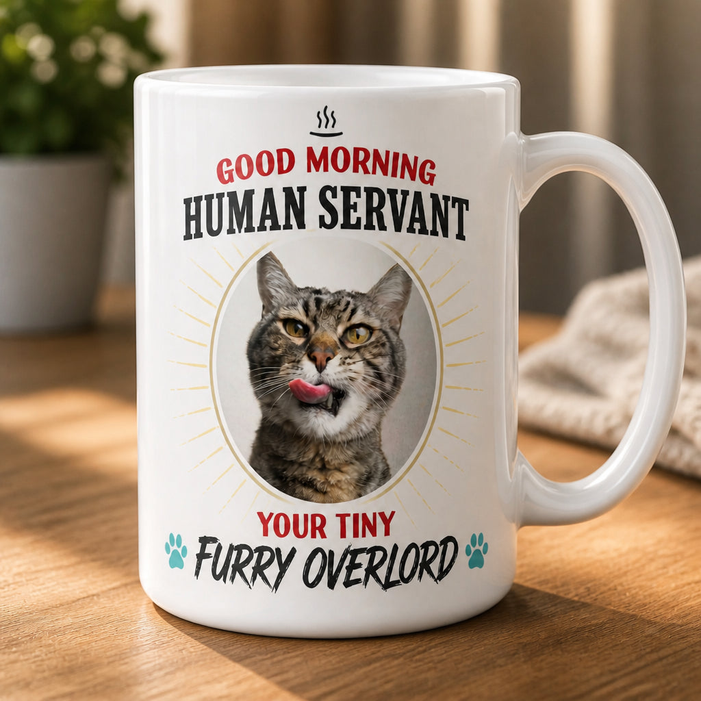 Good Morning Human Servant - Custom Cat Photo Mug - Personalized Mug 82f8f958-7cf5-4ba5-9f9c-51b4c3e418ac.jpg