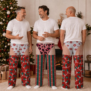 Personalized Funny Men’s Christmas Pajama Pants, Fake Underwear Illusion PJs, Novelty Gag Gift for Husband Boyfriend 83052625-6eed-4a89-9bb6-c68b13154121-1.jpg
