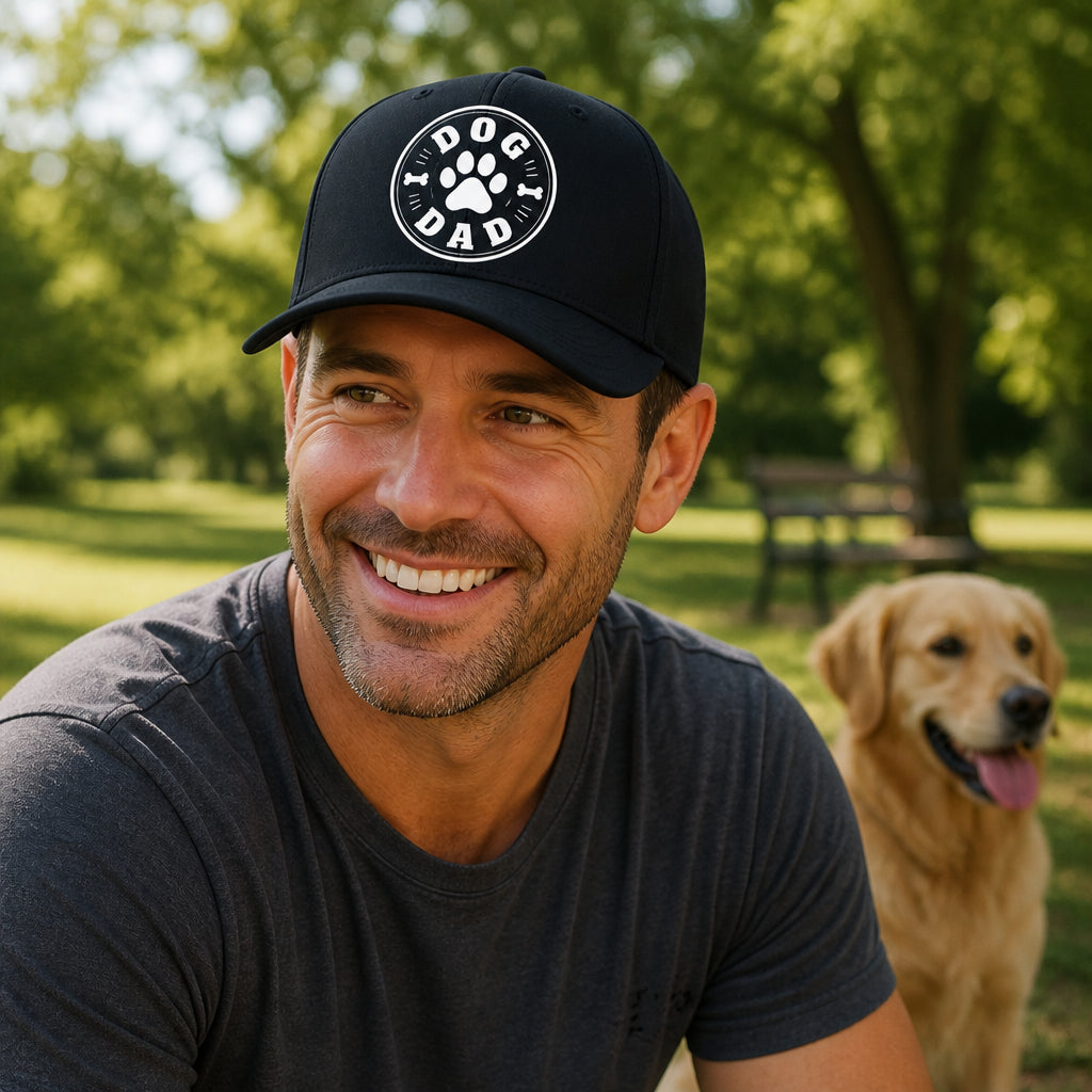 Dog Dad Paw Badge Printed Cap - Printed Cap 831a9458-0cc7-4c48-92b9-911dabe55cf5.jpg