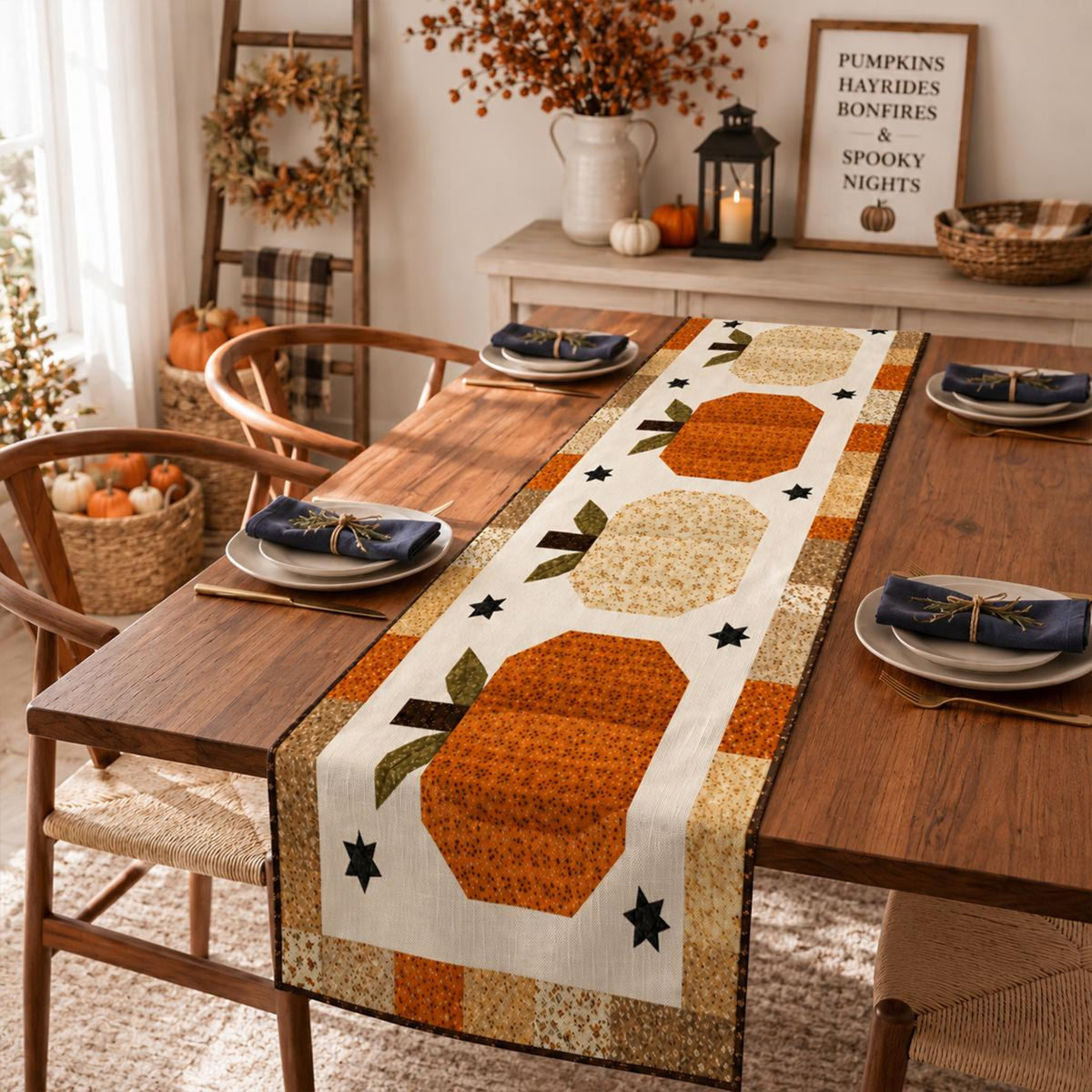Pumpkin Table Runner, Fall Harvest Autumn Thanksgiving Decor 831b8892-1949-47db-805f-91a8c2c2fc21-4.jpg