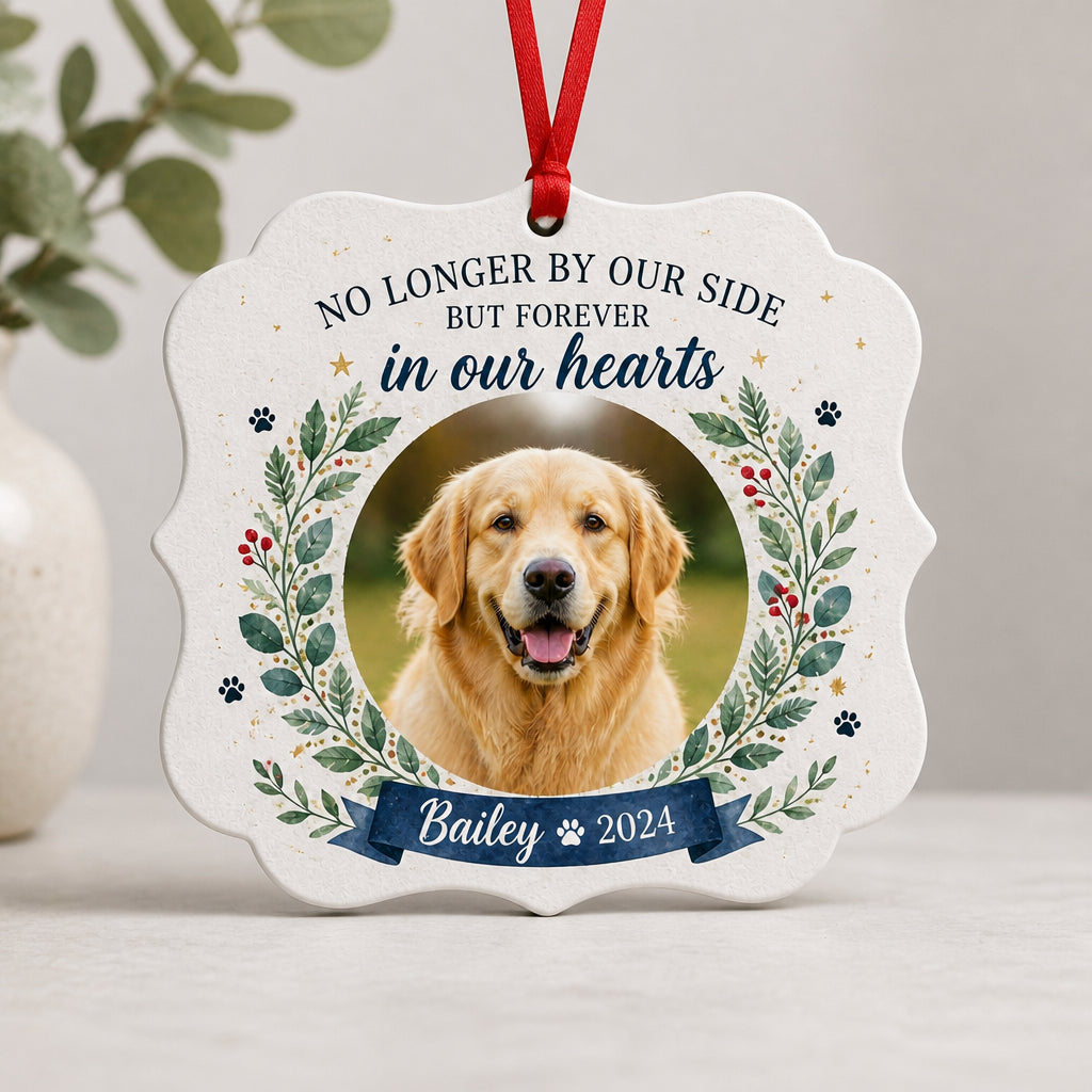 Pet Memorial Photo Ornament – Forever In Our Hearts - Personalized Aluminum Ornament 83217544-09dd-4493-9e29-4949d6dd1d98.jpg