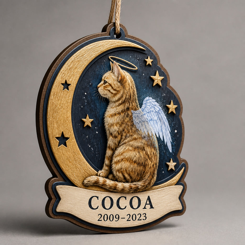 Angel Cat Memorial – Layered Wood Ornament with Name & Years - Personalized 3-Layered Wood Ornament 833836c3-dcac-4210-a140-2456781fbc53.jpg