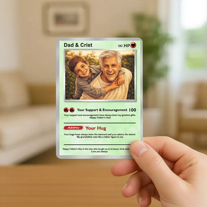 Best Dad Ever - Custom Pixel Photo Poke Trading Card for Dad - Father's Day Gifts