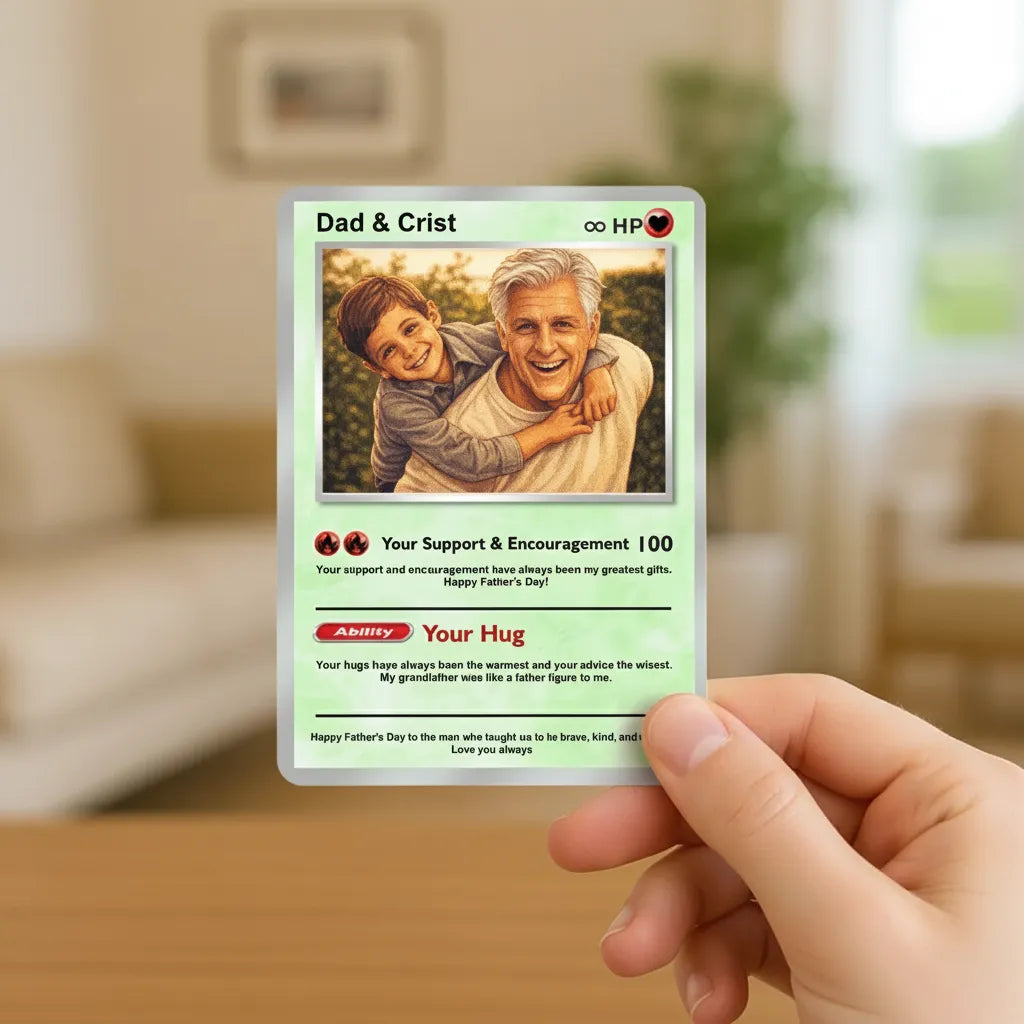 Best Dad Ever - Custom Pixel Photo Poke Trading Card for Dad - Father's Day Gifts