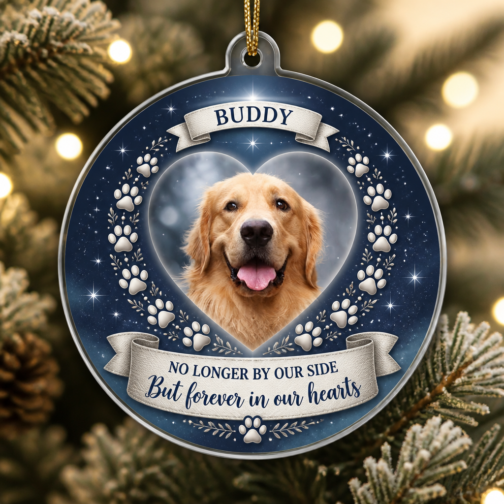 Pet Memorial Photo Shape Ornament – No Longer By Our Side - Shape Ornament 837f5dc8-a33f-450f-9c36-5d73b49c3a5c.png