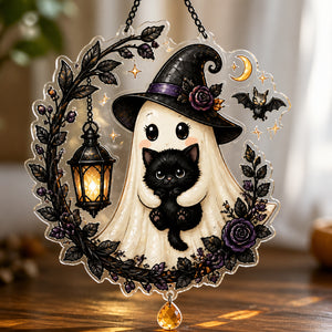 Cute Witch Ghost & Black Cat Halloween Metal Sign - 1 Layered Suncatcher with Charm 8384bebf-75aa-4f0b-a35f-2b6e13e38a3c.jpg