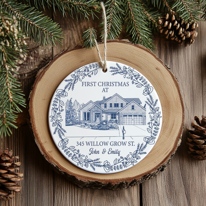 First Christmas At Our New House Custom Photo Sketch Line Art - Personalized Ornament 838650c9-bf6f-435a-b38e-e66cad3b1ee5-or2.2.png