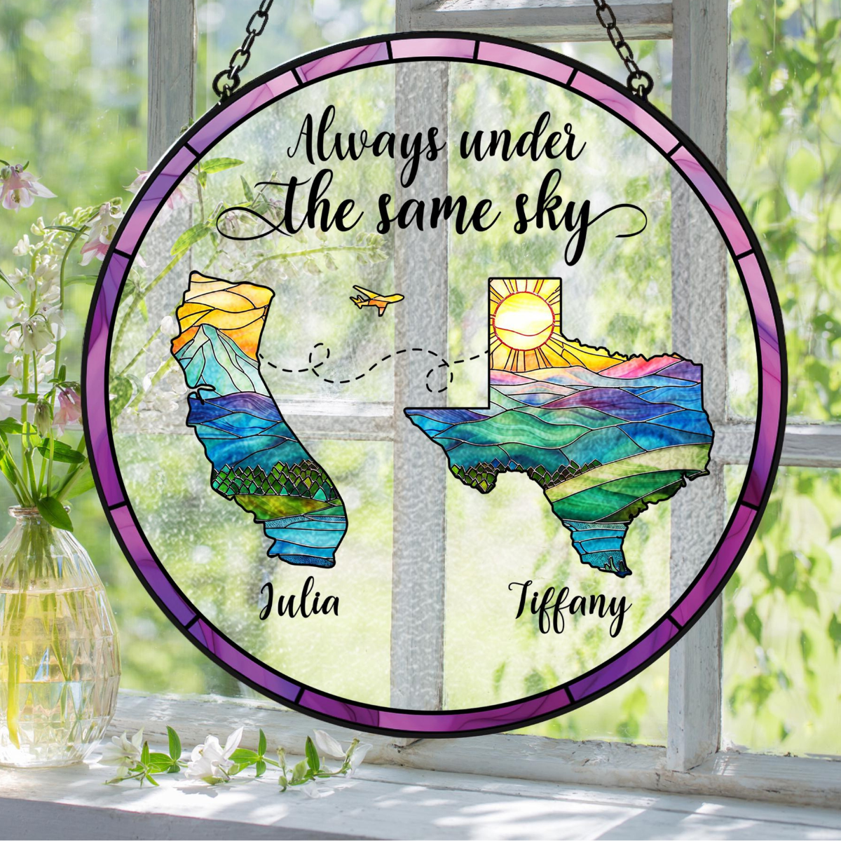 Personalized Long Distance Friendship Stained Glass Suncatcher, State To State Family Gift, Gift for Besties 83874872-4e58-4a53-9428-8b856dd4e741-3.png