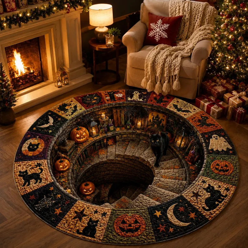 Halloween Black Cat Circle Rug, 3D Vortex Illusion Round Rug, Fall Autumn Leaves Spooky Decor, Witchy Floor Carpet Gift for Halloween 83899510-20b0-4055-a954-452ae00eb99c-gfhgfhggf-2-.webp