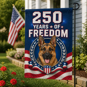 Patriotic German Shepherd — 250 Years of Freedom Garden Flag - Family Flag 839a16da-ead9-4661-bea7-e56205308e8d.jpg