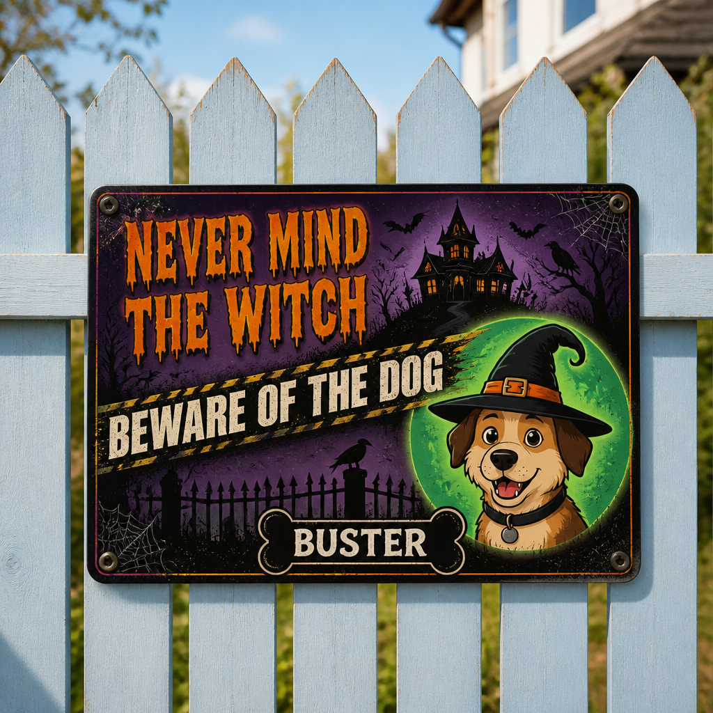 Halloween Beware of the Dog Metal Sign – Custom Pet Name - Personalized Metal Sign 83deb494-3356-449f-8029-c66638801784.png