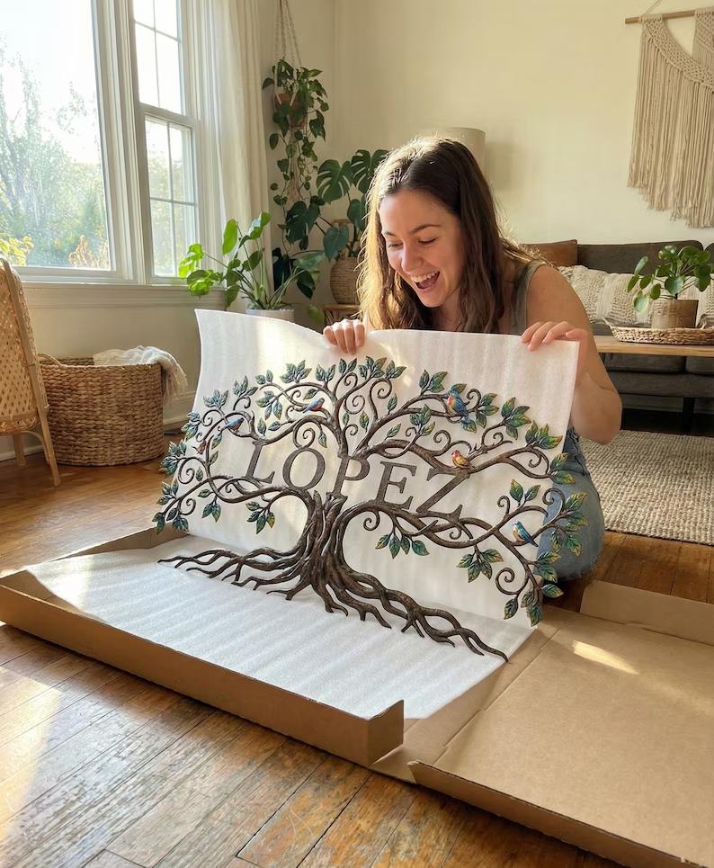 Personalized Tree of Life Metal Sign, Custom Family Name Art, Organic Branch Letters with Colorful Birds & Leaves, Housewarming/Wedding Gift 83fb544f-fee0-488e-a6ec-4dc25e24ebc1-ghkjyuk-2-.jpg